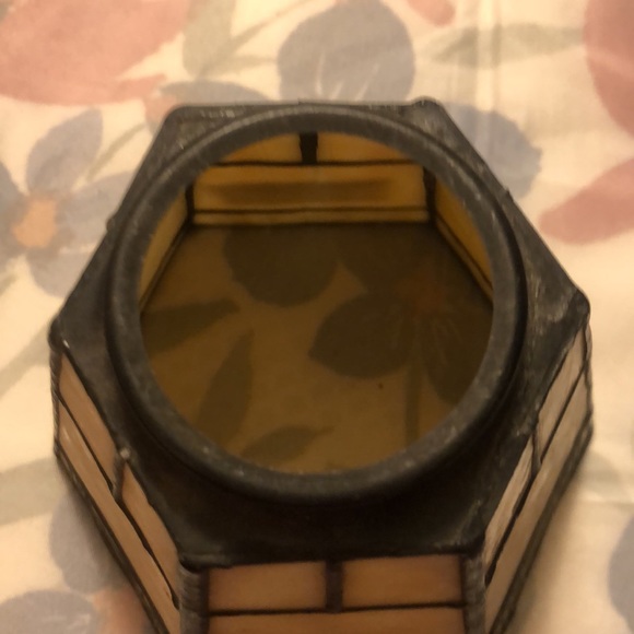 Ceiling Light Six-Sided Slag Stained Glass Shade 5”x5.5” - Picture 3 of 5